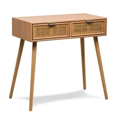 Consolle 2 cassetti in legno e rattan