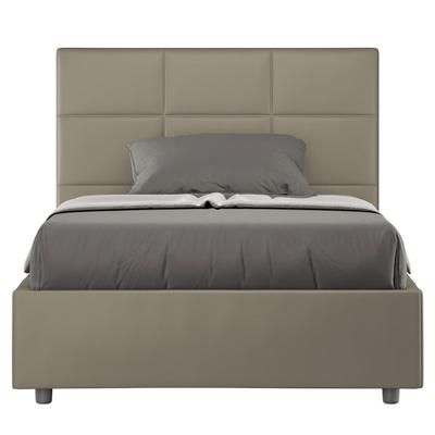 Letto matrimoniale francese con rete 140x200 similpelle cappuccino