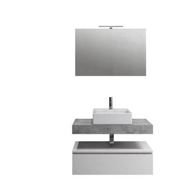 Mobile da bagno 5 pezzi in melaminico cemento/bianco