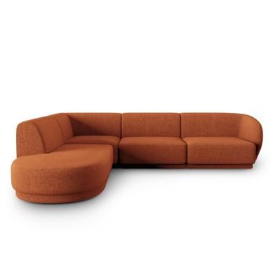 Divano angolare sinistro 5 posti in ciniglia miscela di terracotta