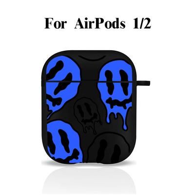 Blue Ghost Face Graphic Earphone Case For Airpods1/2, Airpods3, Airpods Pro, Airpods Pro (2nd Generation) Wireless, Luxury Silicone Cover Soft Headphone Protetcive Cases Black Gifts