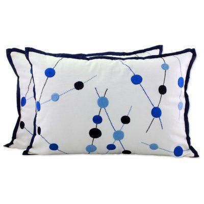 Bubble Delight,'100% Cotton Embroidered Cushion Cover Pair from India'