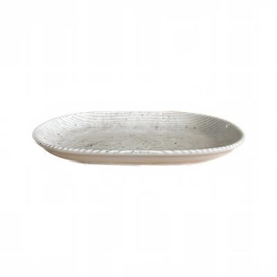 Mikasa Hospitality 5315878 3 5/8" x 5 5/8" Oval Grigio Platter - Fine China, Brown, Case of 18
