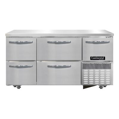 Continental FA60SN-U-D 60"W Undercounter Freezer w/ 3 Sections, 3 Door, 3 Drawers, 115v, Reach-in, Stainless Steel