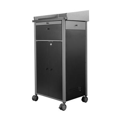 National Public Seating GSL Floor Lectern w/ 3 Shelves - 23 1/2" x 19 1/4" x 45 1/2", Steel, Charcoal, Black