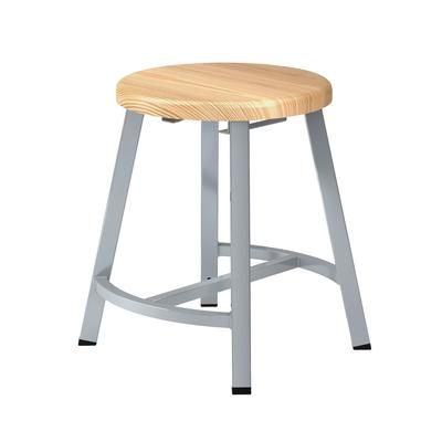 National Public Seating TTSG18-BB Round Backless Stool w/ Butcherblock Seat, Gray