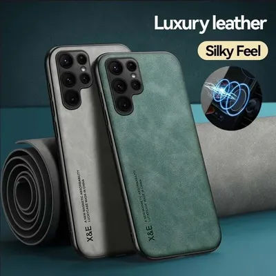 Case For Samsung S25 S24 S23 Ultra FE A56 A36 A16 Luxury Protective Cover Magnetic Car Holder Phone Coque Fundas Capa