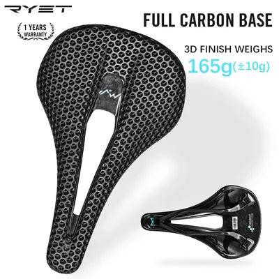 RYET 3D Printed Bike Carbon Saddle SuperLight 165g 140mm Road MTB Racing Saddles Bicycle Seat Cushion Cycling Seating Parts