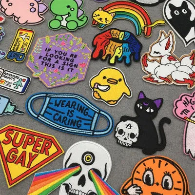 Super Guy Iron on Patches for Clothing Embroidery Patches on Clothes Diy Cartoon Stripes Stickers Anime Patches Appliques Badges
