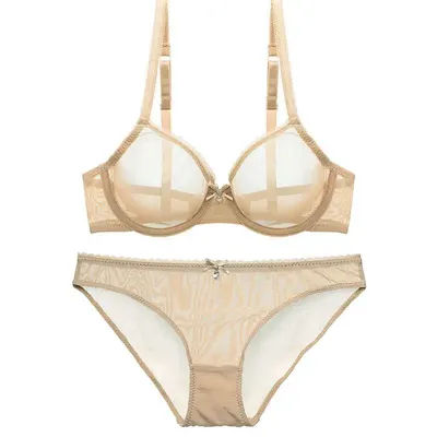 YANDW maille Sexy soutien-gorge culotte vente séparée femmes sous-vêtements en dentelle Bralette grande taille Transparent B C D E F 75 80 85 90 95 100