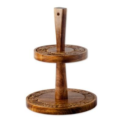 Gracious Host,'Handcrafted Two Tier Round Serving Tray from India'