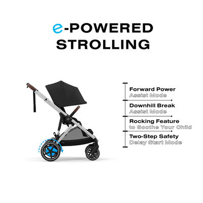 Cybex eGazelle S Electronic Assist Stroller - Silver Frame / Moon Black