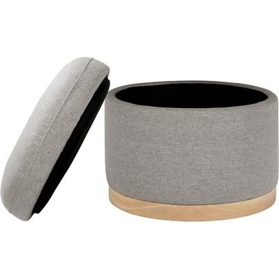 Babyletto Naka Storage Ottoman - Performance Grey Eco-Weave w/ Light Wood Base