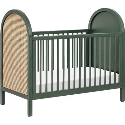 Babyletto Bondi Cane 3-in-1 Convertible Crib w/ Toddler Bed Conversion Kit - Forest Green / Natural