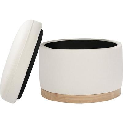Babyletto Naka Storage Ottoman - Performance Cream Eco-Weave w/ Light Wood Base