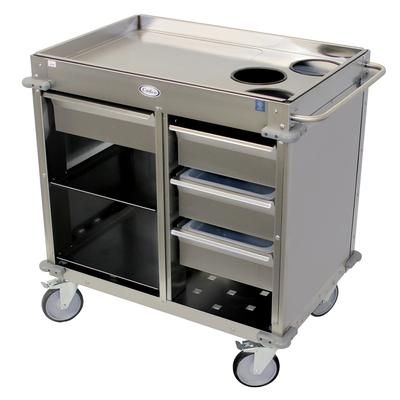 Cadco BC-4 Mobile Beverage Service Cart w/ 2 Shelves & 2 Drawers - Stainless Steel