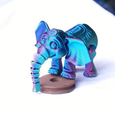 TEMU 1pc Plastic Articulated Elephant Toy - 3d Printed, Detailed, No Batteries Needed - Charming Anime-inspired Desktop Decoration With Moving Joints