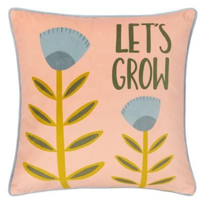 furn. Little Let's Grow Piped Velvet Cushion Cover - Pink - Size 43 cm x 43 cm | furn. Sale | Discount Designer Brands