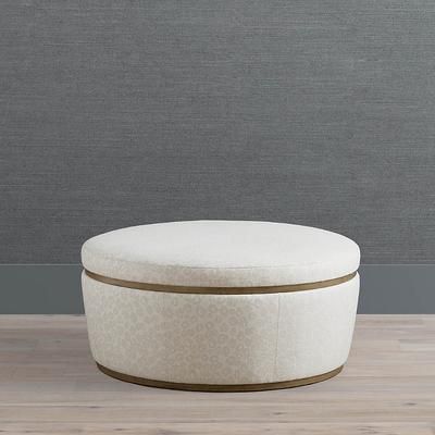 Devereaux Ottoman - Stone Ross Performance Leather - Frontgate