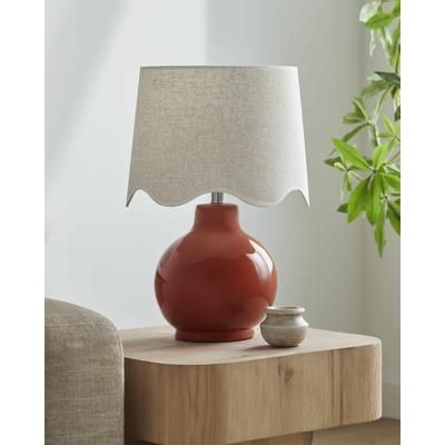 Pojezerje 22"H x 15"W x 15"D Rustic Red/Peach/Translucent Table Lamp - Boutique Rugs