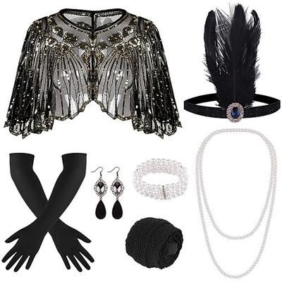 Anni Ruggenti Anni 1920 Retrò Vintage Set di accessori Sciarpe da flapper Il grande Gatsby Ragazza Flapper Invitato al matrimonio Paillettes Piuma Costume Per donna Evento / Festa Ricevimento di