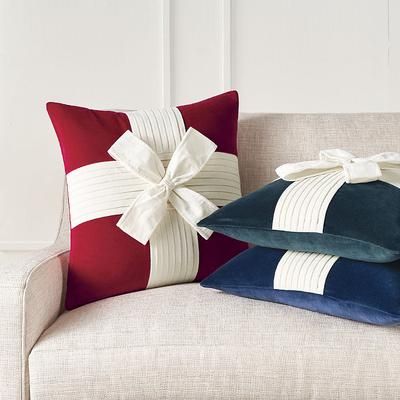 Noel Bow Velvet Pillow Cover - Crimson, Individual - Frontgate