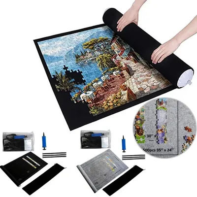 Tapis de jeu en rouleau de puzzle, tapis en feutre, couverture pour puzzle jusqu'à 1500 pièces,