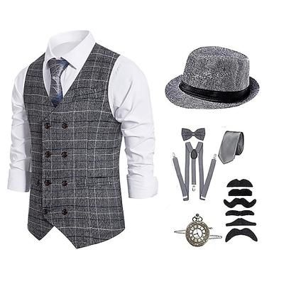 Anni 1920 Retrò Vintage Ispirato al vintage Abiti Costume da festa Mascherata Cosplay A quadri Senza colletto Costume Per uomo Halloween Carnevale Mascherata Halloween Casual Quotidiano Festa
