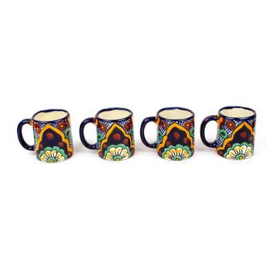Hidalgo Fiesta,'Mexican Ceramic Coffee Mugs with Colonial Design (Set of 4)'