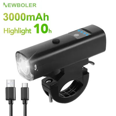 NEWBOLER Smart Bicycle Light Rainproof USB LED 3000mAh MTB Front Light Headlight Cycling Flashlight Bike Light Accessories