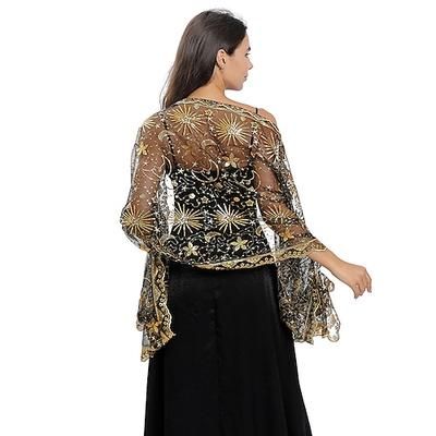 Elegante Signore Anni Ruggenti Sciarpe da flapper Il grande Gatsby Charleston Paillettes Costume Per donna San Valentino Mascherata Feste Matrimonio Addio al celibato Adulti Scialle Estate Primavera