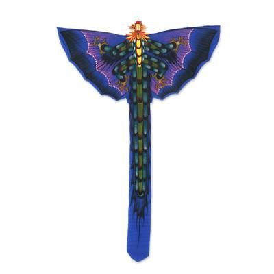 Blue Night Dragon,'Hand Painted Nylon Blue Balinese Dragon Kite'