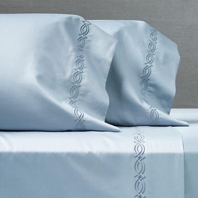 Set of 2 Frontgate Resort Collection™ Diamond Lattice Sateen Pillowcases - Solid Mist Blue, King - Frontgate
