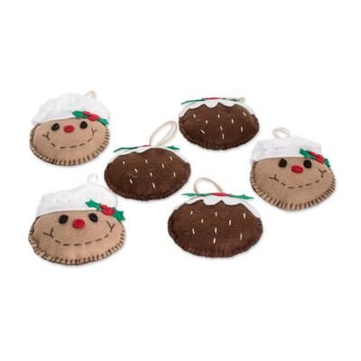 Delicious Smiles,'Set of 6 Handcrafted Felt Ornaments of Christmas Cookies'