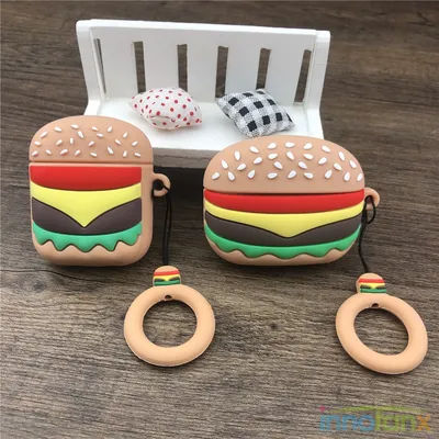 Étui AirPods 2/3/Pro en silicone souple, mignon, hamburger, pour Apple Airposie 2, housse pour écouteurs Bluetooth, jolie coque JxFood