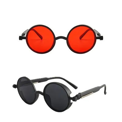 Lunettes de soleil classiques Style Steampunk, monture ronde rétro classique, lentille colorée universelle, lunettes gothiques Punk unisexes
