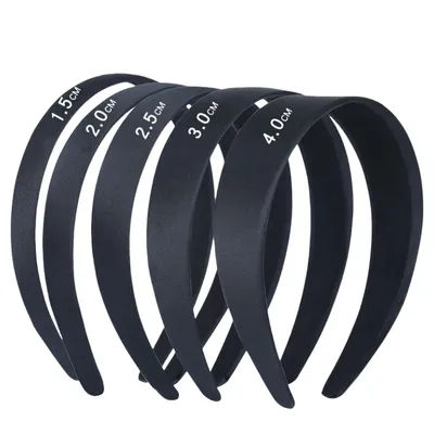 2pcs 15/20/25/30/40mm Black Simple Headband Jewelry DIY Satin Cloth Headband Semi-Finished Handmade Material Hair Accessories