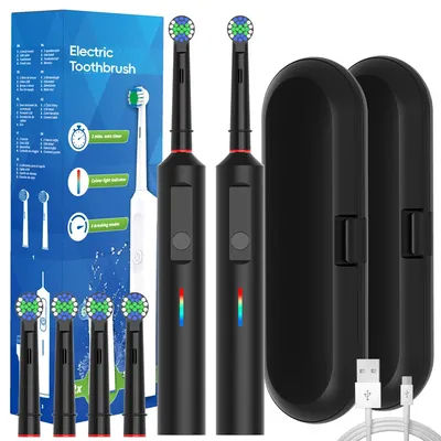 2x ensemble de brosses à dents électriques rotatives intelligentes, brosses à dents rotatives rechargeables compatibles avec les têtes de brosse de rechange Oral B Braun