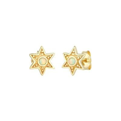 Elli - Orecchini Star Astro Vintage con opale sintetico in argento sterling 925 placcato oro 1 pieces female