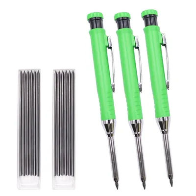 Solid Carpenter Pencil Woodworking Mechanical 3 Colors Refill Construction Marking Scriber Lead Built-in Sharpener