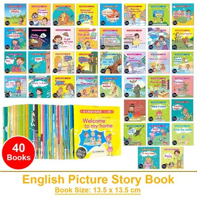 Kids 40 Pocket Books Set English Words Learning Book Bedtime Reading Enlightenment of Early Childhood Teaching Aids Montessori