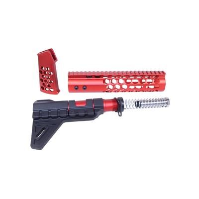 Guntec USA AR-15 Honeycomb Pistol Furniture Set Anodized Red HCP-RED