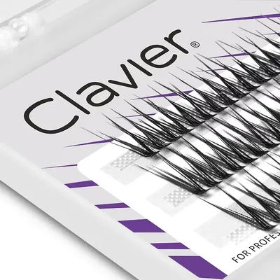 New Arrival Clavier V&L Shape Cat Eyelashes L Curling L-Shaped Lashes Synthetic Silk Softer Cluster Eyelash 120 Cluster Per Tray