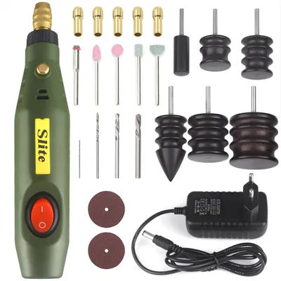 QJH Leather Polishing Electric Rotary Grinder Set,Leather Craft Edge Polisher Kit,Black Ebony Wood Leather Electric Polishe Head