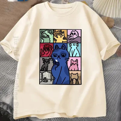 Men Summer Cotton T-Shirt Cartoon Cats Graphic Tops Tees Taylor Swif Clothing Short Sleeve Streetwear Women Harajuku T-Shirt