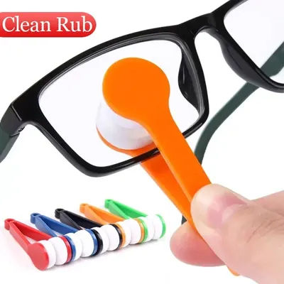 Pulizia degli occhiali portatili Rub Mini occhiali da vista multifunzionali su due lati spazzola pulita occhiali in microfibra detergente salviette strumenti