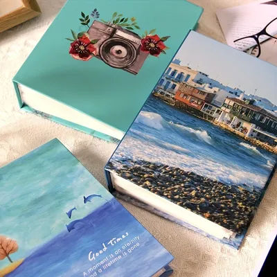 100-Photo 6-Inch Straight Scenic Paper Photo Albums - Beautiful Travel and Nature Themes for Memory Preservation