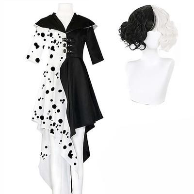 Centouno dalmati Regina cattiva Furfante Costume Cosplay Abiti Costume da festa Pois Fascino Raffinato for Per donna Adolescente Adulti Halloween Carnevale Settimana del libro