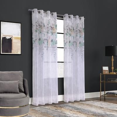 Wide Width Floralie Light Filtering Grommet Curtain Panel by Habitat™ in Olive Combo (Size 52" W 84" L)