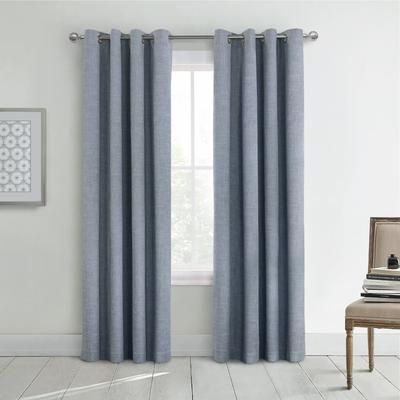Wide Width Maya Blackout Grommet Curtain Panel by Thermaplus in Slate Blue (Size 52" W 84" L)